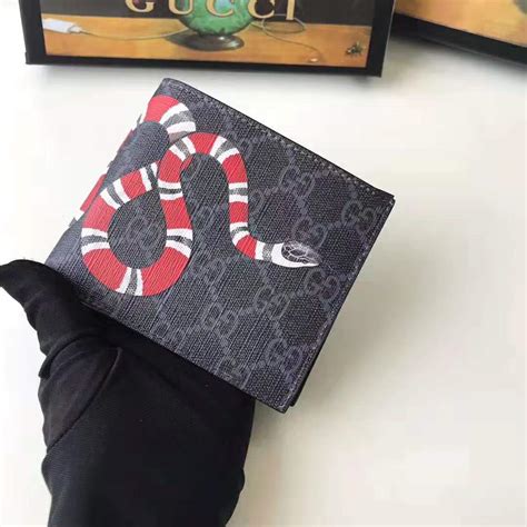 cheap gucci wallet men|GG Supreme Black Kingsnake Print Large Wallet .